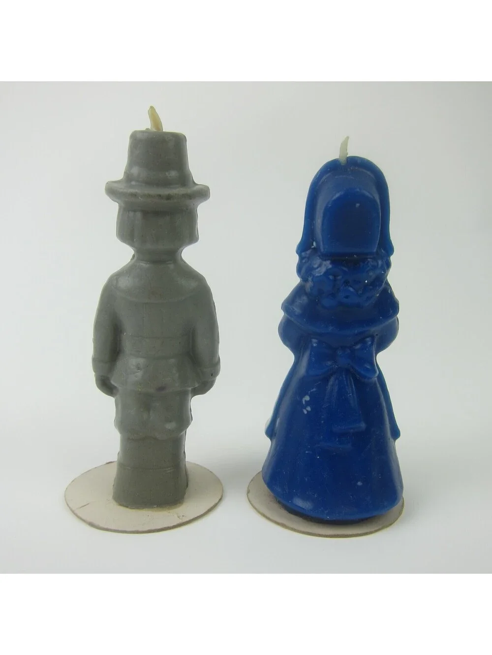 Vintage Gurley Thanksgiving Pilgrims Candle Set of 2 Boy & Girl 5